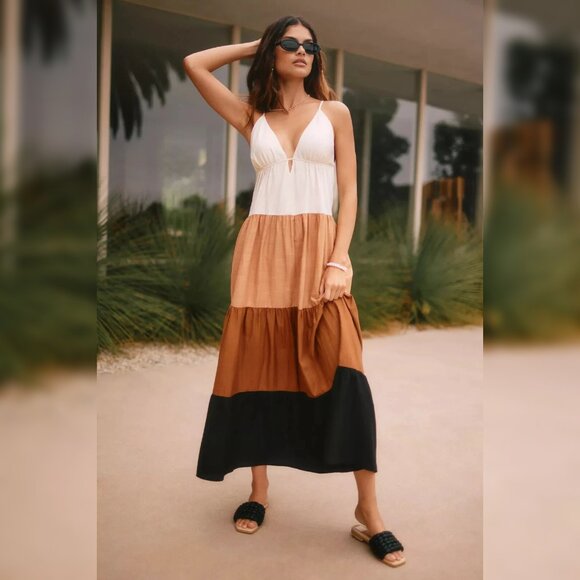 Anthropologie The Raya Colorblock Maxi Dress 2X Plus Size Women Casual NEW 39486 - Picture 1 of 4